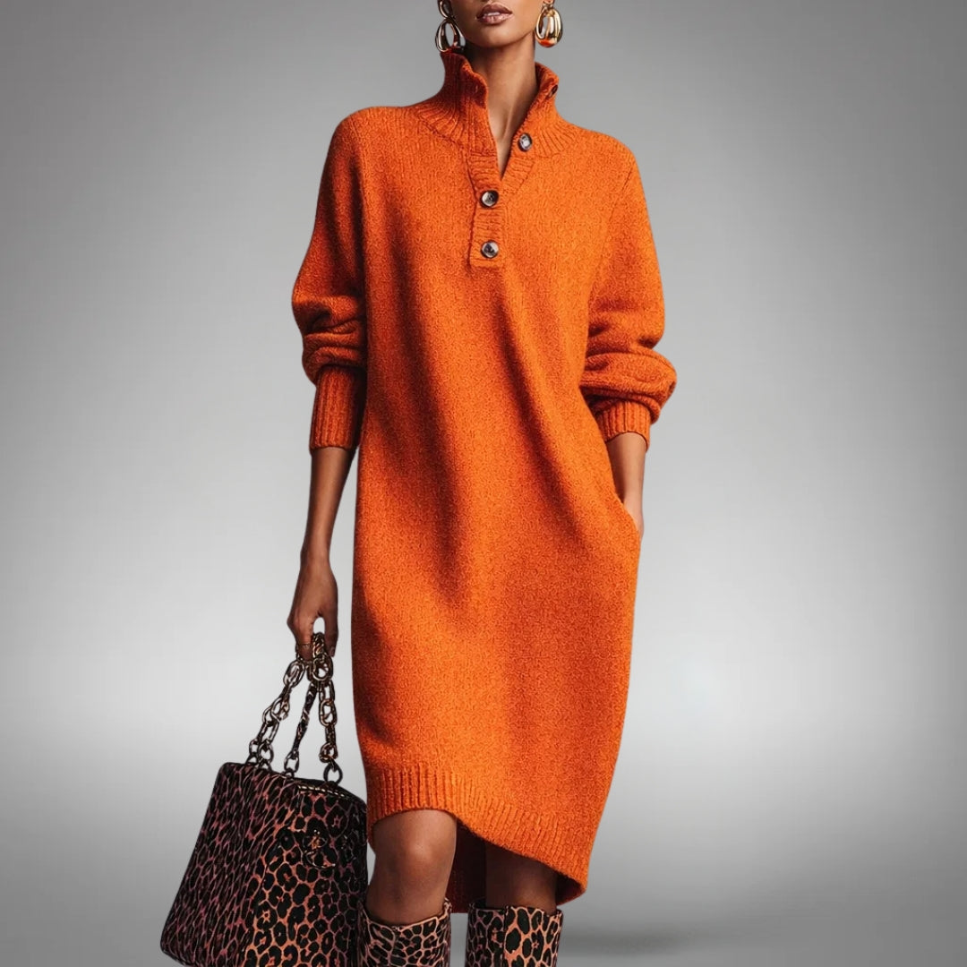 high neck orange dress Arabella | Sophisticated - / M Pattern:Meadow Goose · Story 8% Elastane Emery Tie Belted Dress brand-BROCHU-WALKER