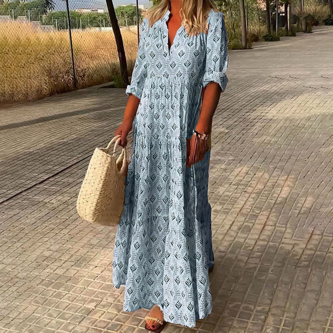 grey boho maxi dress Louisa Pleat dress