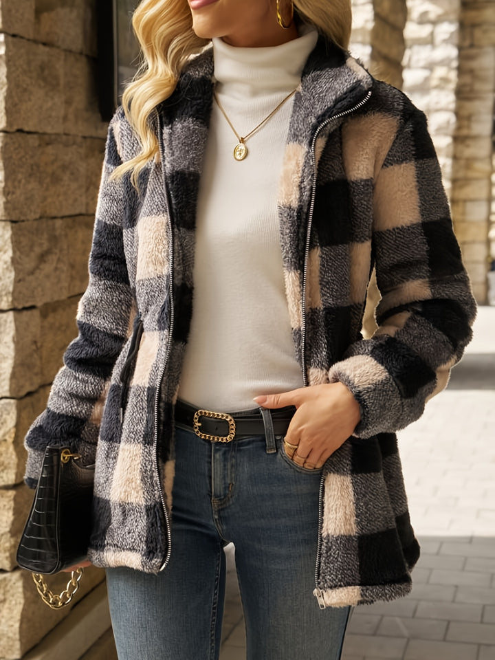 Eleanora | Cozy Checked Hooded Jacket
