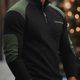 Rory | Textured Colour-Block Quarter-Zip Pullover