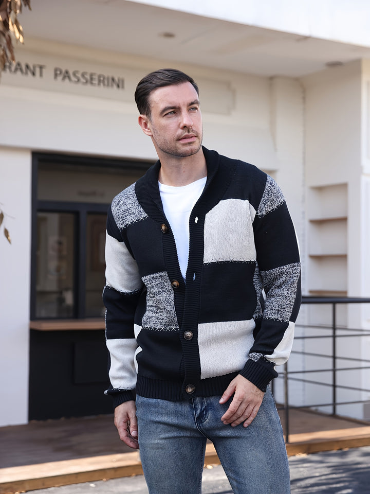 Vincent | Color-Blocked Button-Up Cardigan