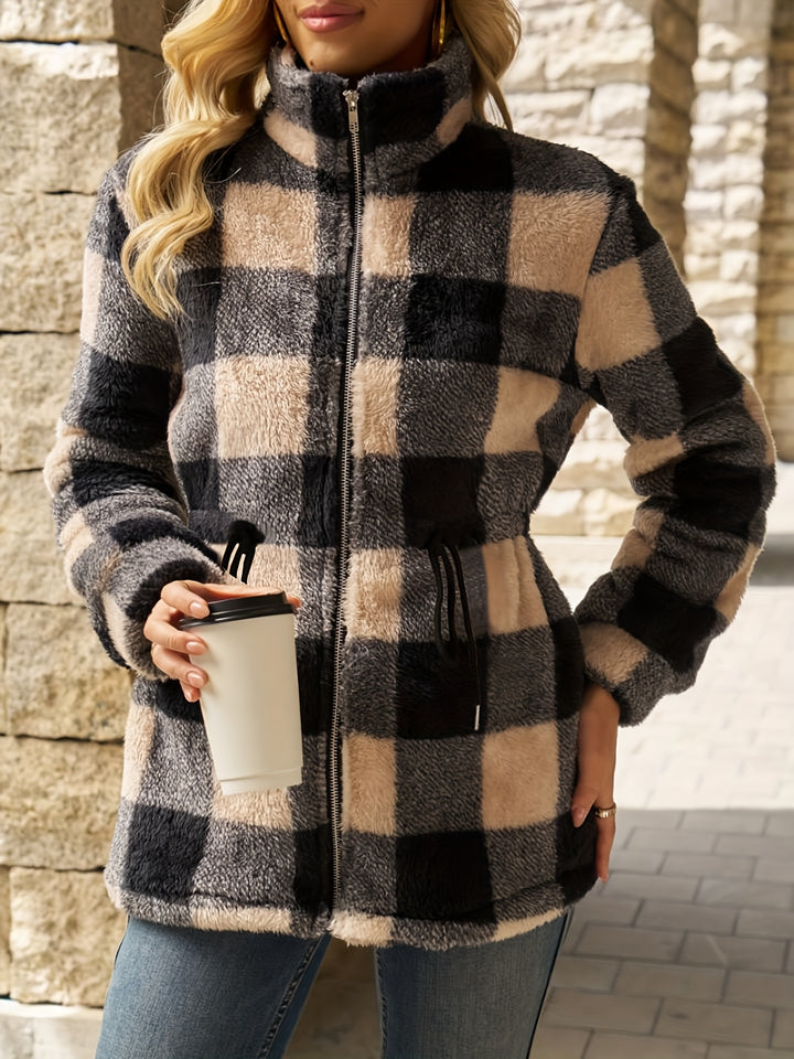 Eleanora | Cozy Checked Hooded Jacket