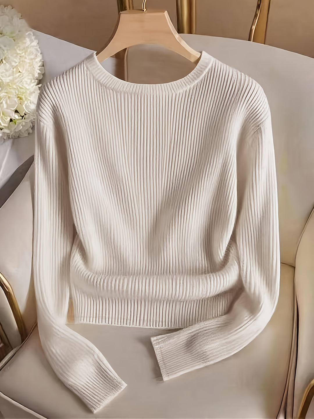 Gretchen | Ribbed Button-Cuff Sweater