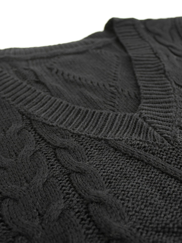 Cora | Cozy Cable-Knit V-Neck Sweater Vest