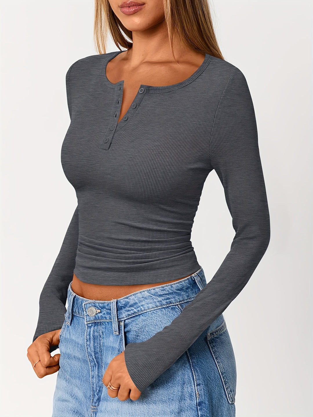 Ivy | Fitted Button Henley Top