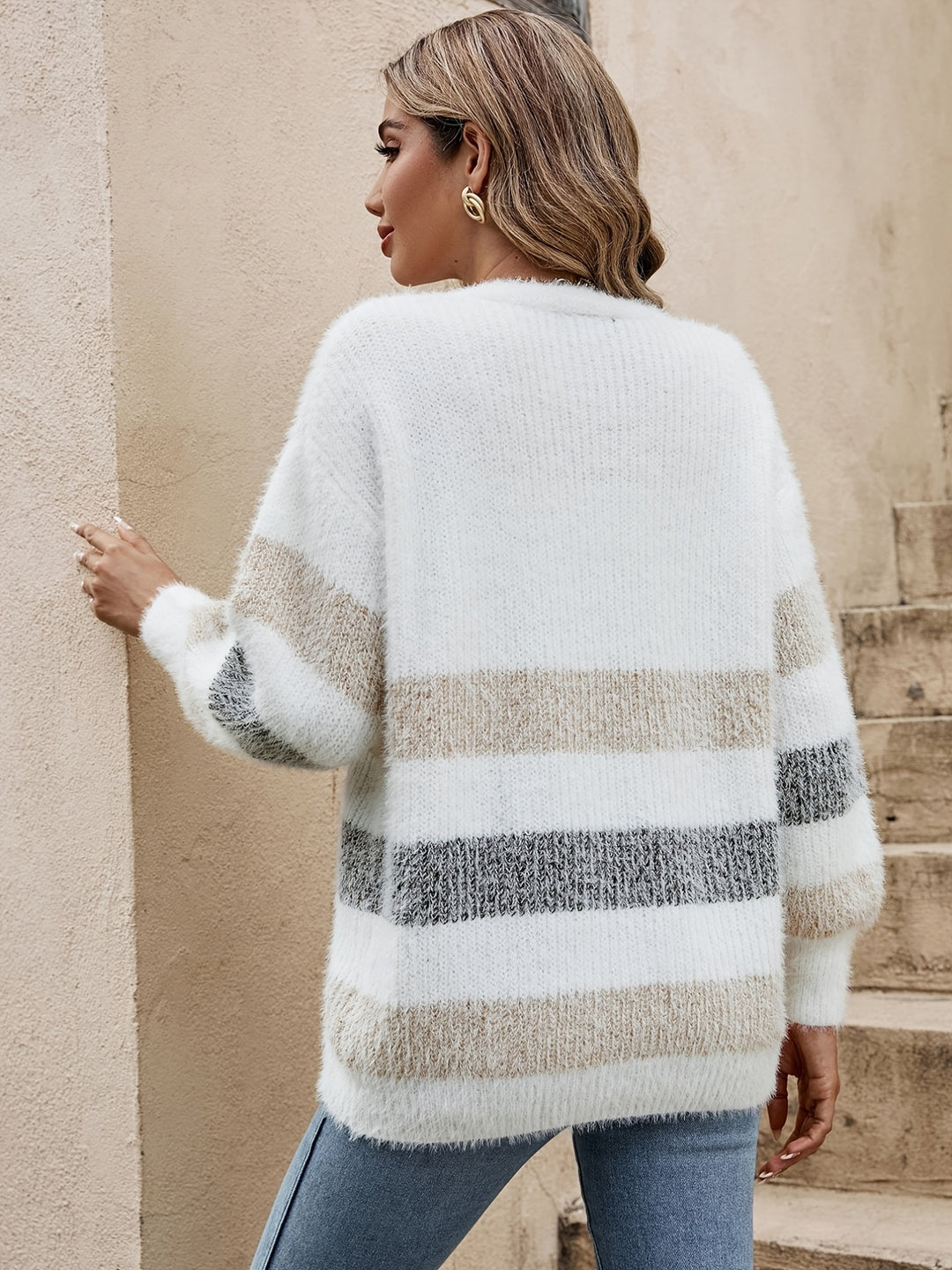 Hattie | Striped Open-Front Cardigan