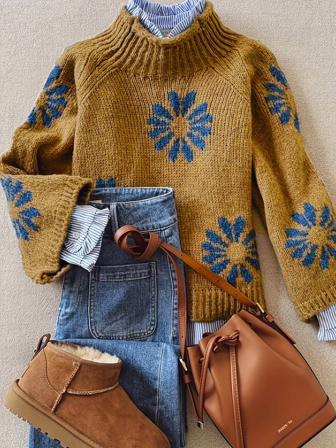 Sienna | Blossom-Knit High Neck Sweater