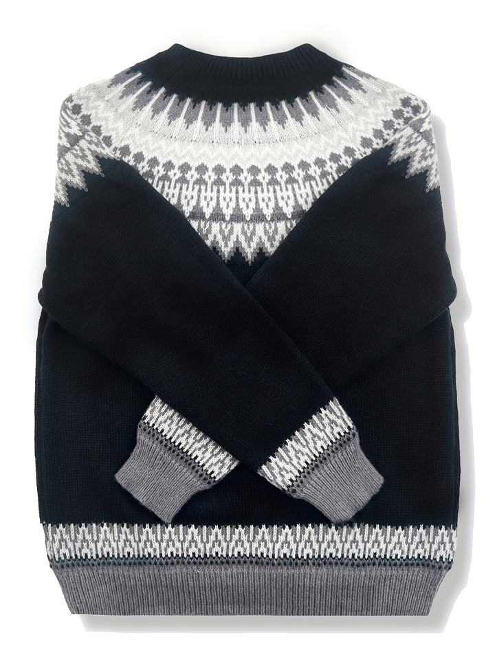 Brenna | Chunky Jacquard Round Neck Sweater