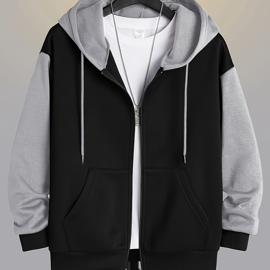 Cedric | Color Block Zip-Up Hoodie