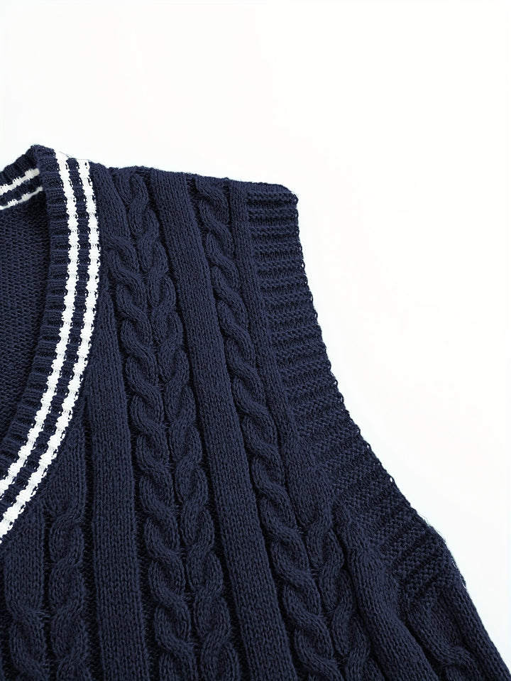 Gideon | Cable-Knit V-Neck Sweater Vest