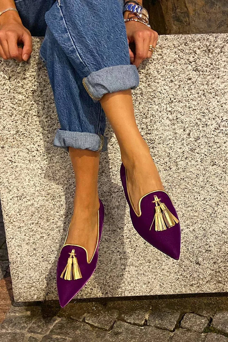 Chic Pointed Toe Tassel Loafers