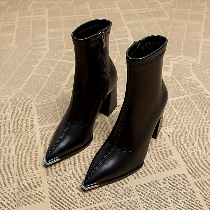 Josephine | Pointed-Toe Chunky Heel Ankle Boots