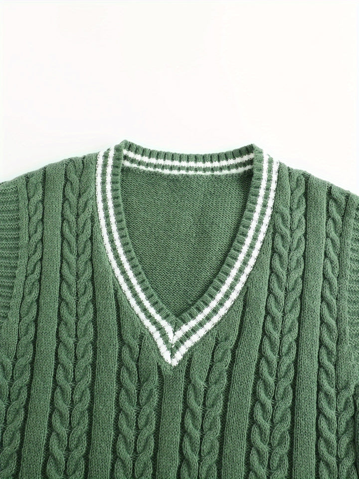 Gideon | Cable-Knit V-Neck Sweater Vest