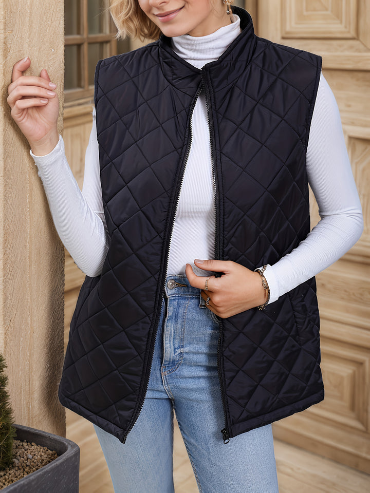 Eileen | Diamond-Quilted Longline Vest
