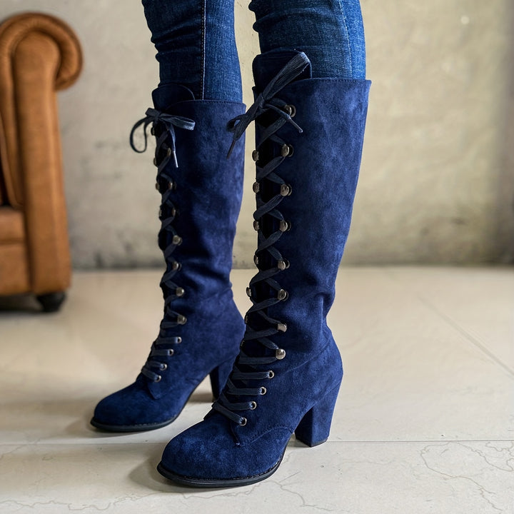 Sabine | Lace-Up Chunky-Heel Tall Boots