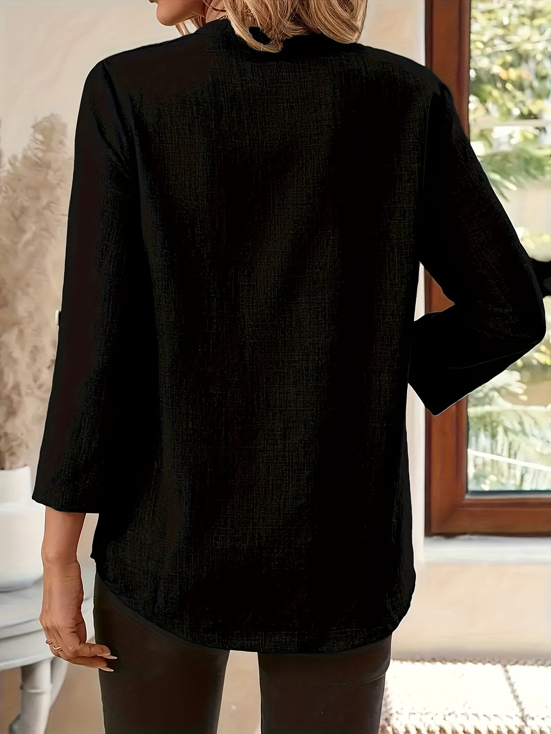 Isabel | Refined V-Neck Roll-Sleeve Top