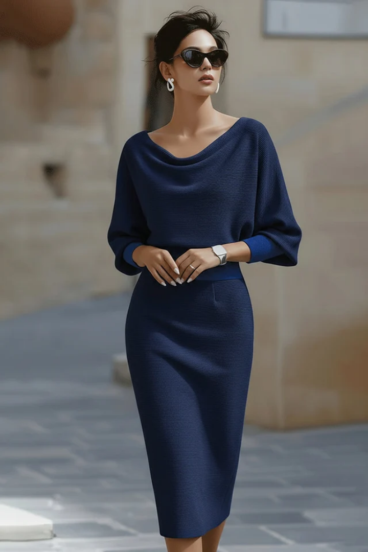 Ramona | Draped Batwing Midi Dress