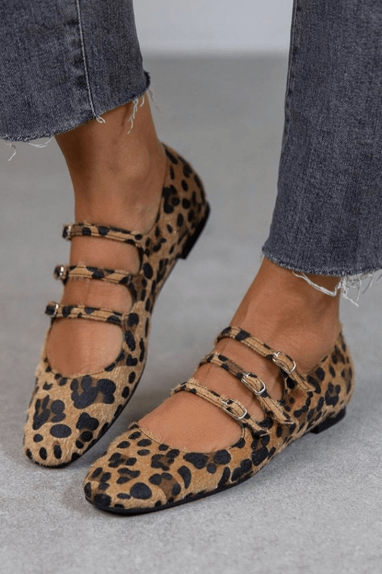 Aubrey Premium Leopard Triple Buckle Loafers