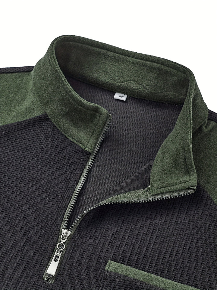 Rory | Textured Colour-Block Quarter-Zip Pullover