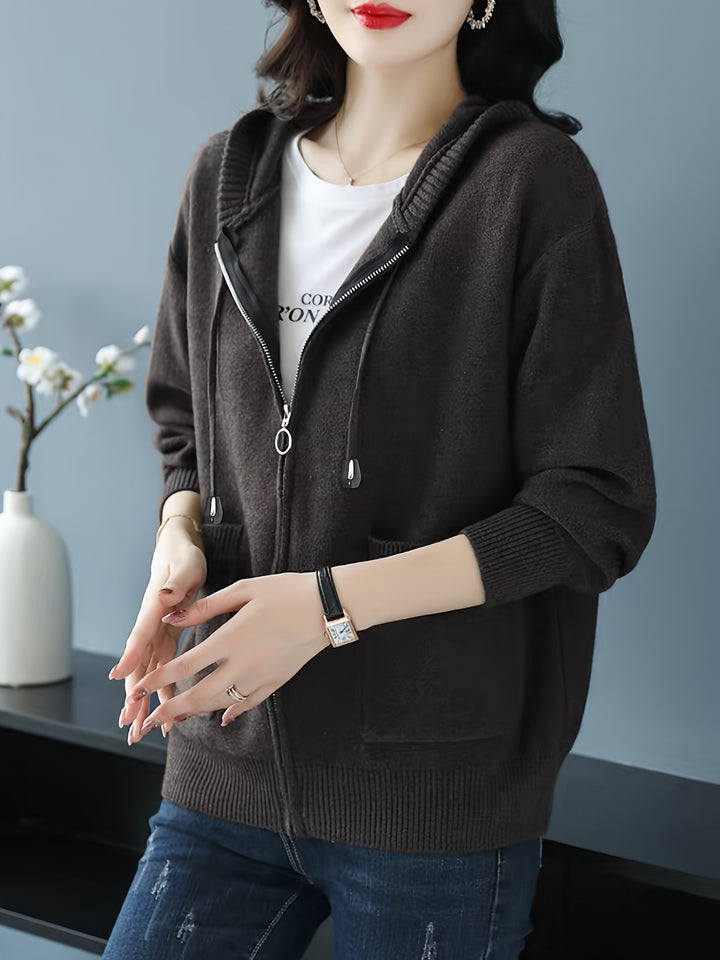 Rowena | Cozy Zip-Up Hooded Cardigan