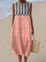 Felicia | Elegant Striped Pastel Midi Dress