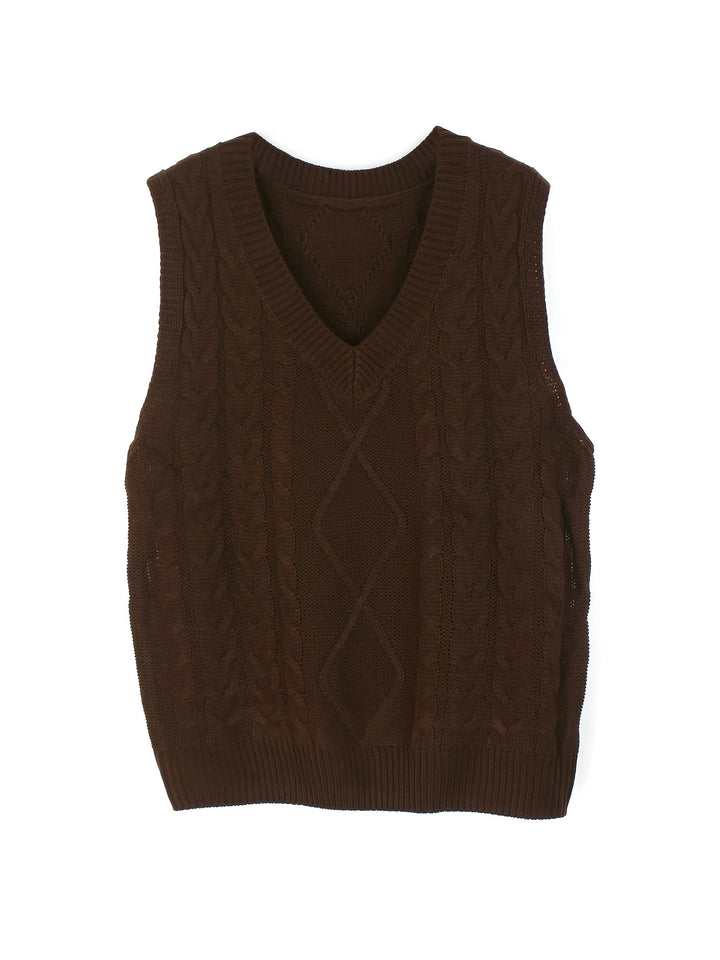 Cora | Cozy Cable-Knit V-Neck Sweater Vest