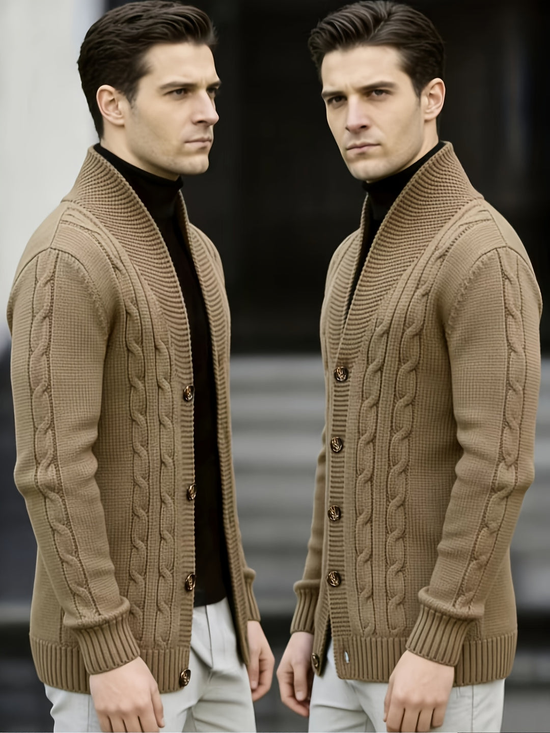 Trevor | Cable-Knit Button Cardigan
