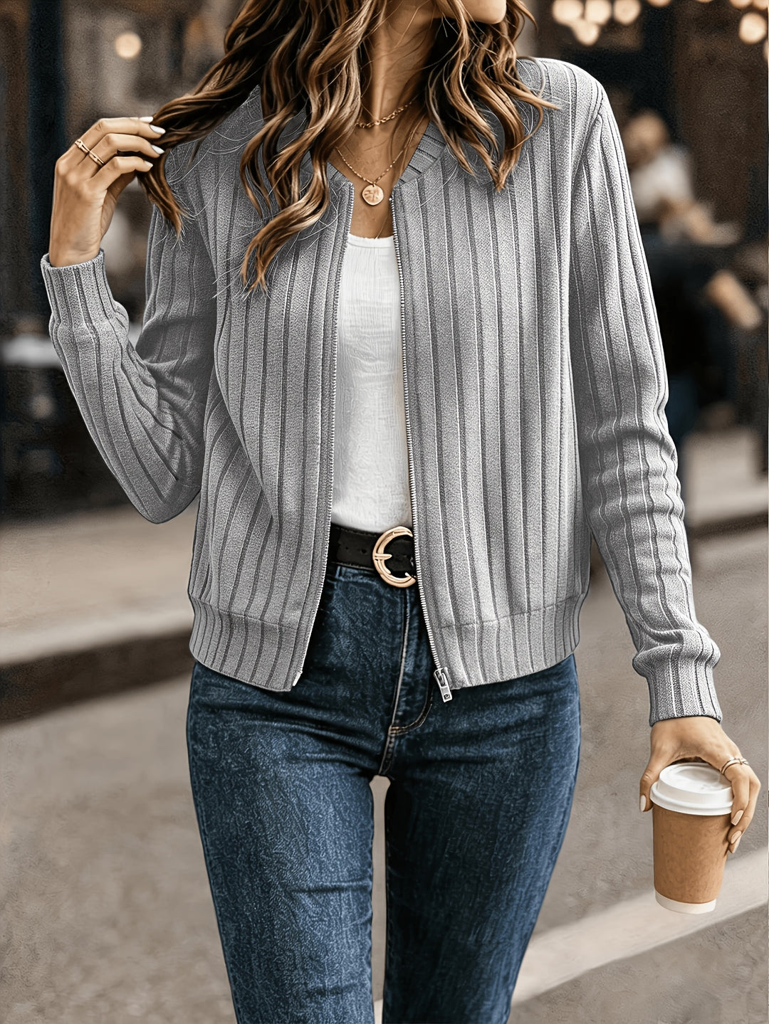 Blair | Ribbed Zip-Front Jacket