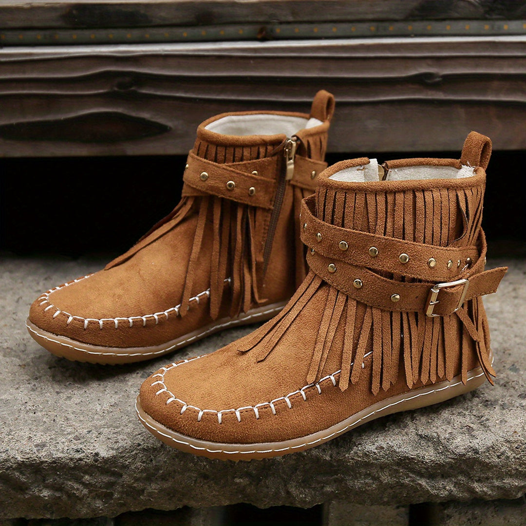 Annabel | Fringed Western Ankle Boots