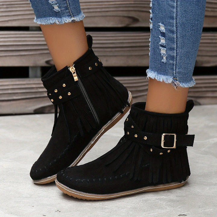Annabel | Fringed Western Ankle Boots