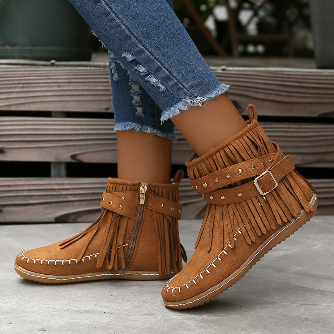 Annabel | Fringed Western Ankle Boots