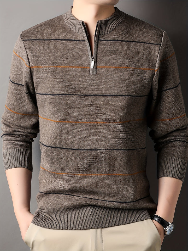 Garrick | Refined Striped Zip-Neck Sweater