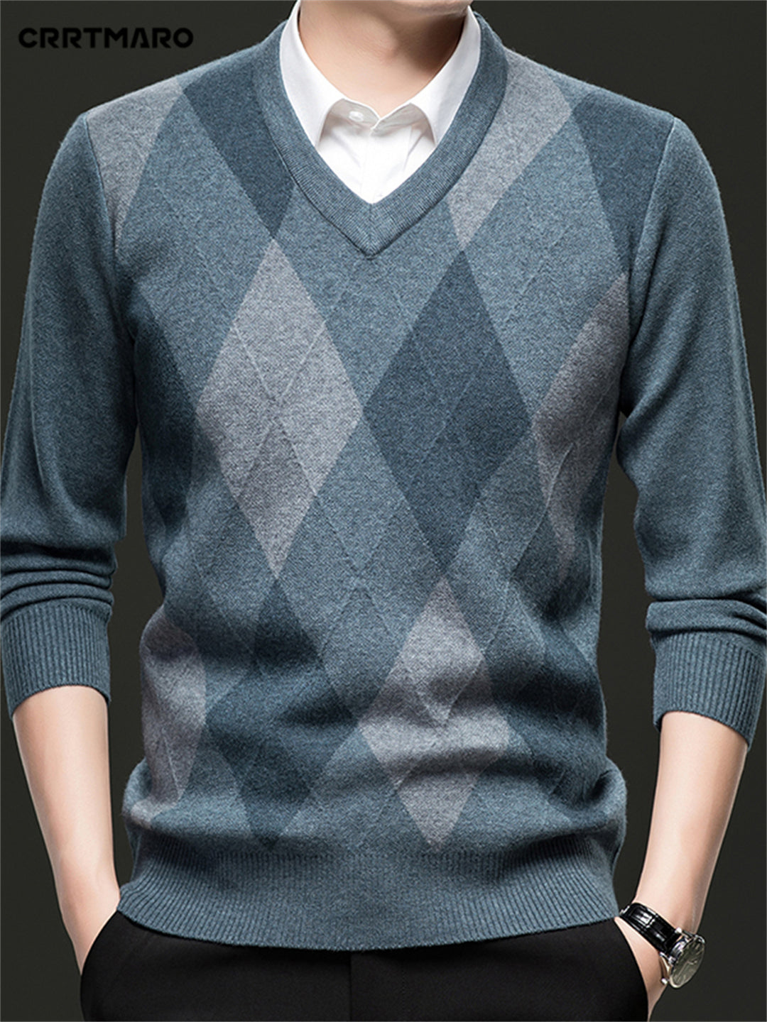 Warren | Classic Argyle V-Neck Sweater