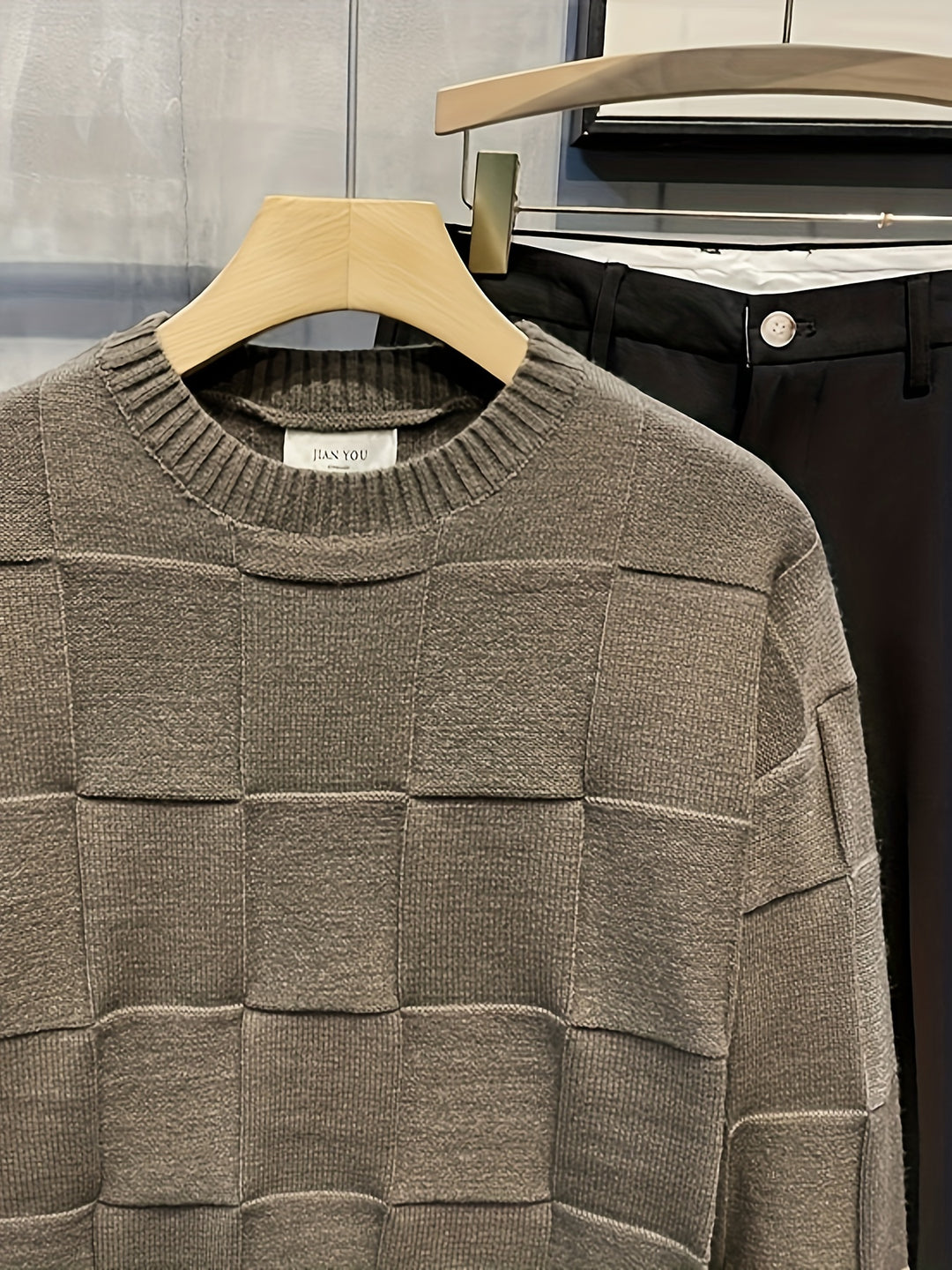 Sullivan | Textured Check Crewneck Sweater