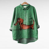 Yvonne | Classic Dog Art Button Blouse