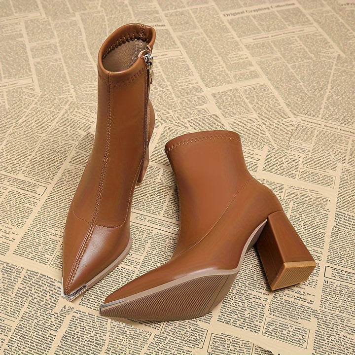 Josephine | Pointed-Toe Chunky Heel Ankle Boots