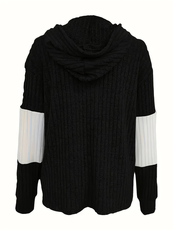 Cecilia | Textured Colour-Block Hooded Jacket