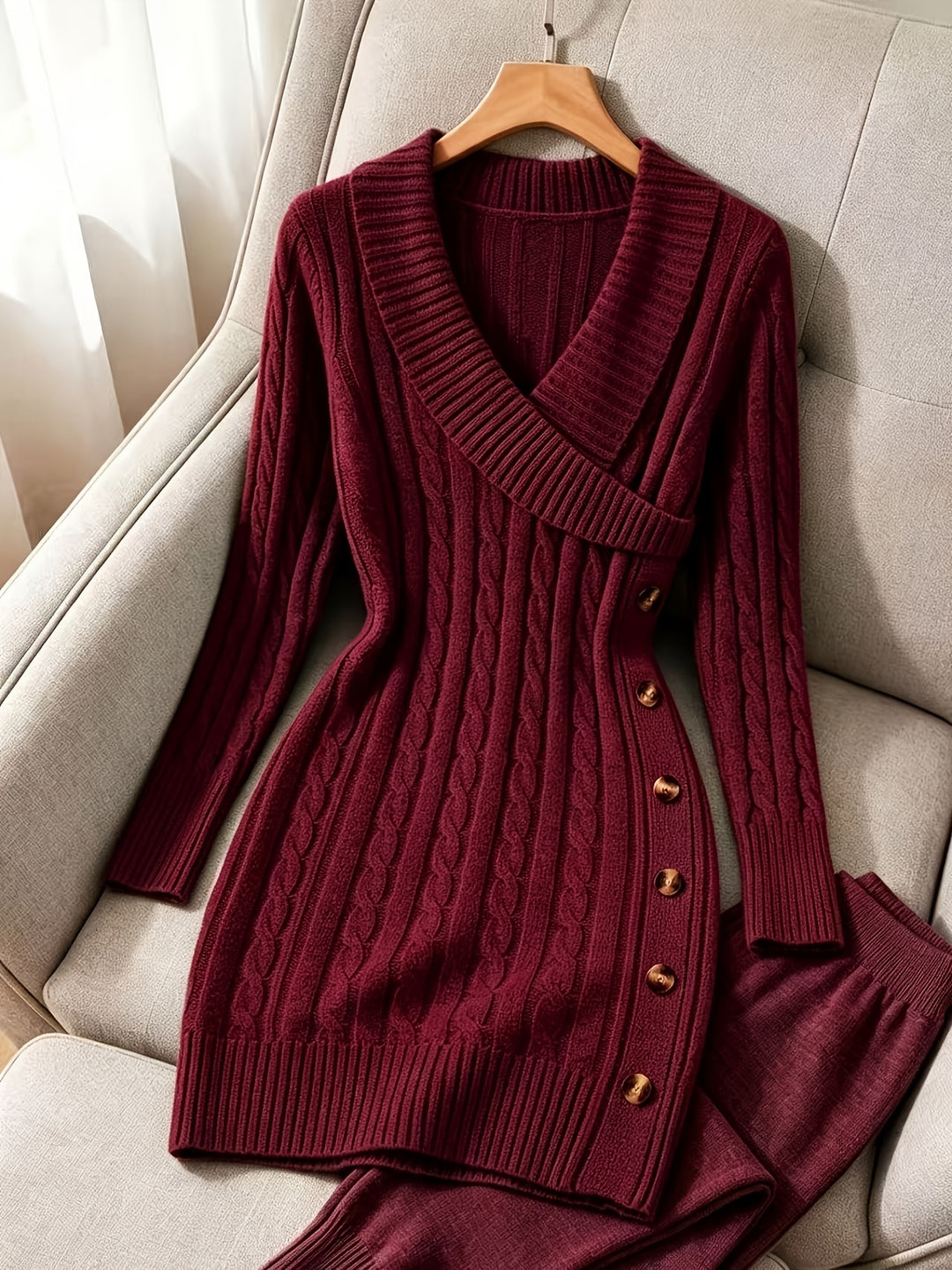 Loretta | Cable-Knit Halloween V-Neck Dress
