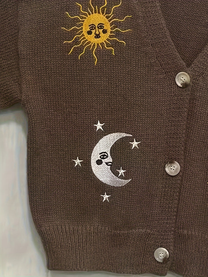 Marisol | Celestial Embroidered Lantern-Sleeve Cardigan