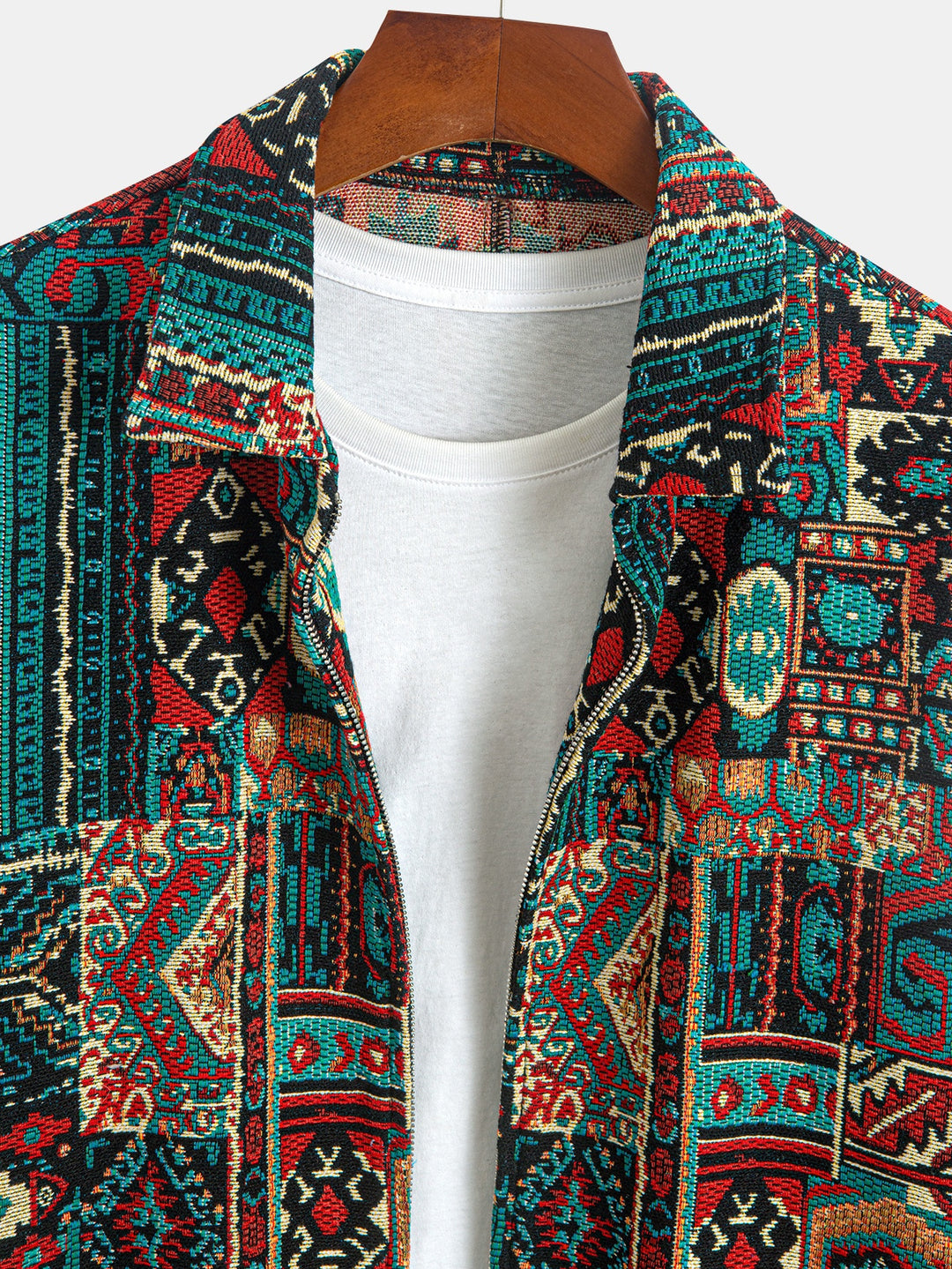 Bryson | Patterned Lapel Zip Jacket