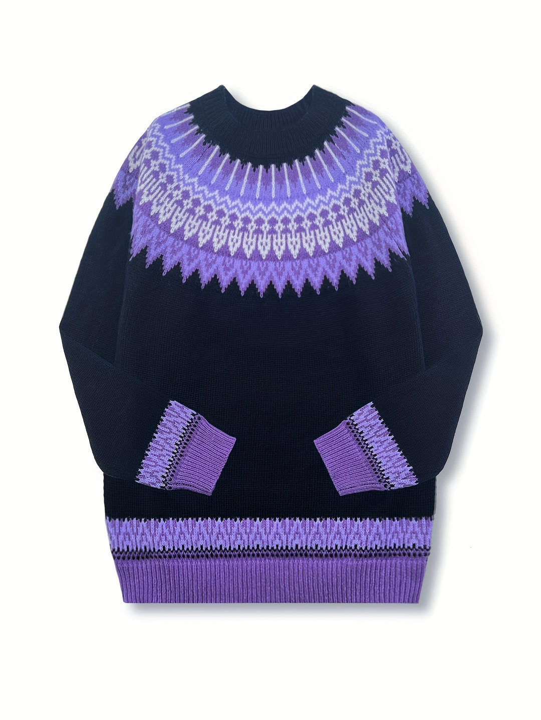 Brenna | Chunky Jacquard Round Neck Sweater