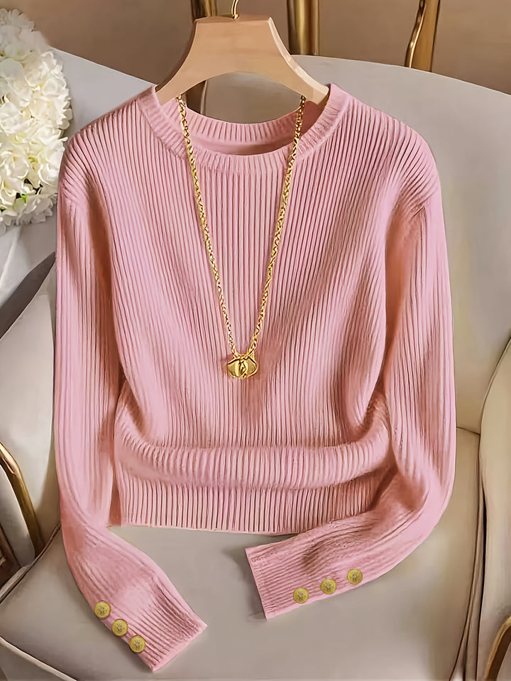 Gretchen | Ribbed Button-Cuff Sweater