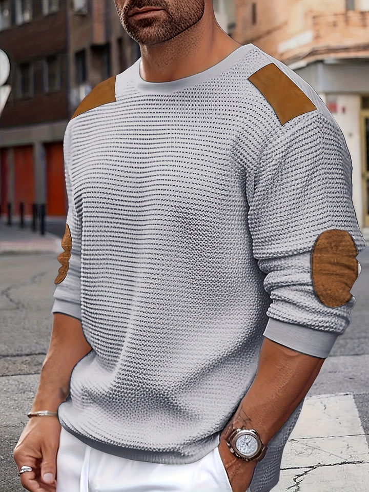 Aaron | Textured Elbow-Patch Pullover
