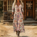 Ofelia | Vintage Geometric Long Sleeve Dress
