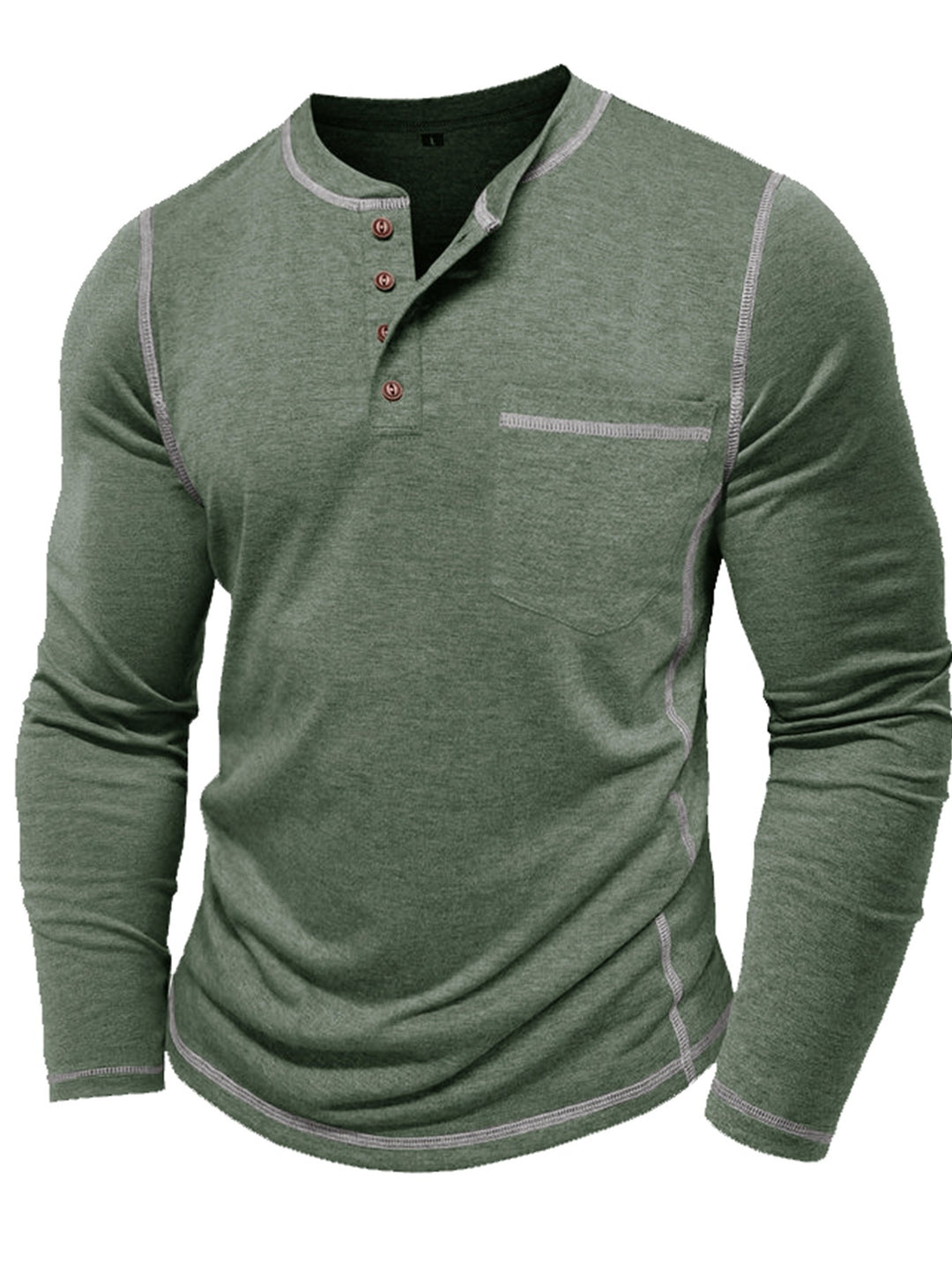 Reuben | Contrast-Stitch Long Sleeve Henley
