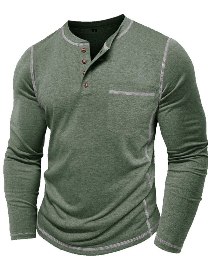 Reuben | Contrast-Stitch Long Sleeve Henley