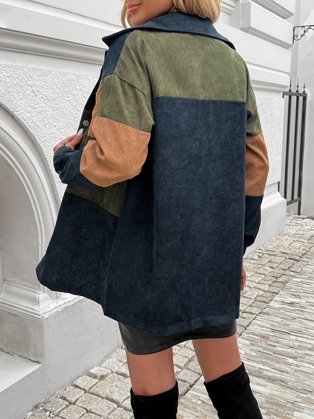 Hattie | Colour-Block Shirt Jacket