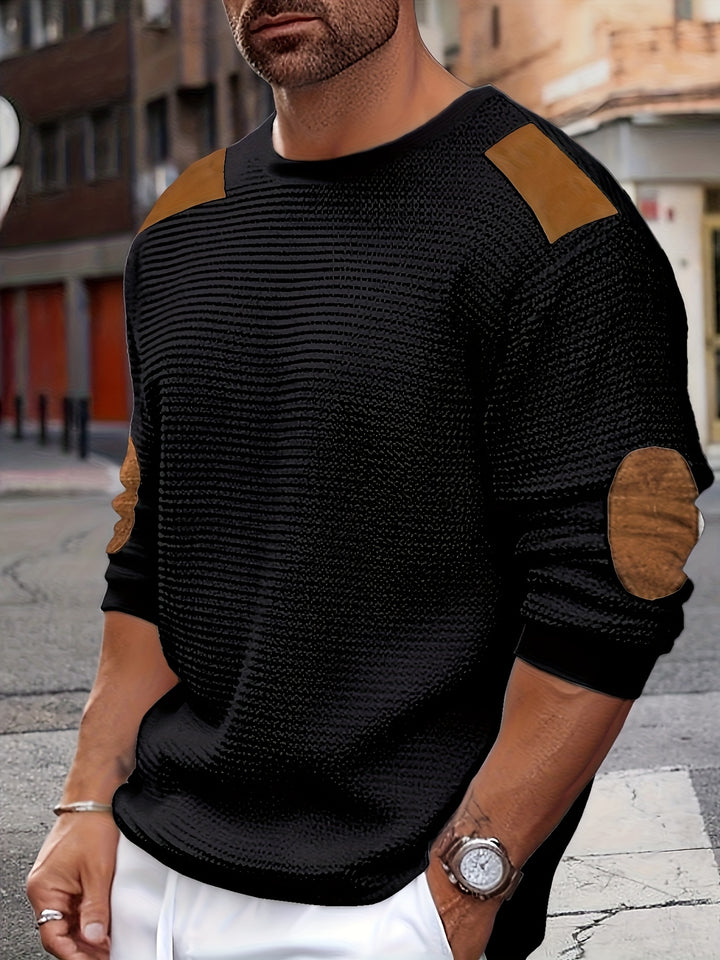 Aaron | Textured Elbow-Patch Pullover