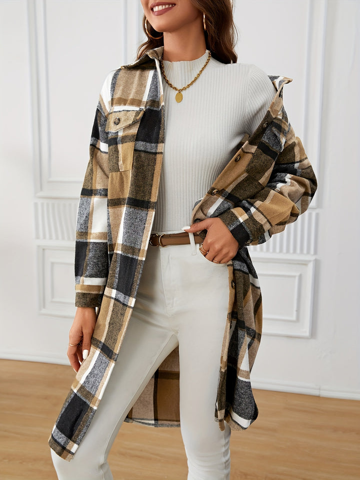 Rosamund | Longline Plaid Coat