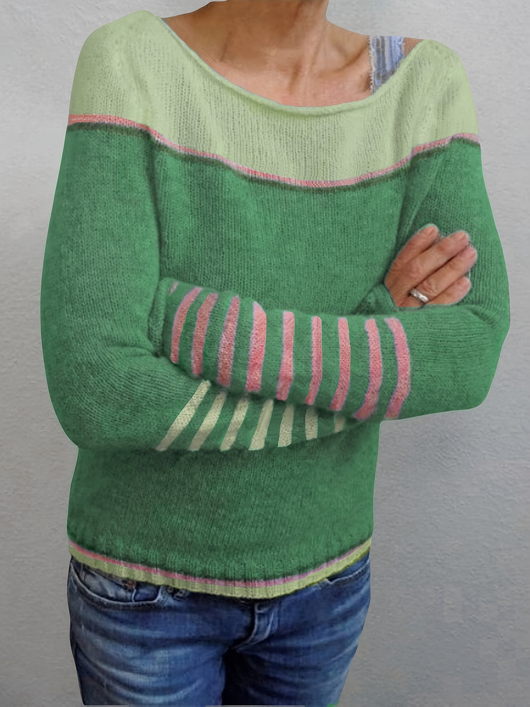 Francesca | Color-Block Boat Neck Sweater